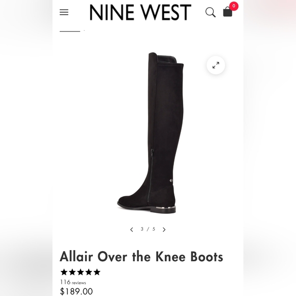 Nine West Black Allair Over the Knee Boots Logo Zip Up Suede Size 8.5M - Picture 1 of 11